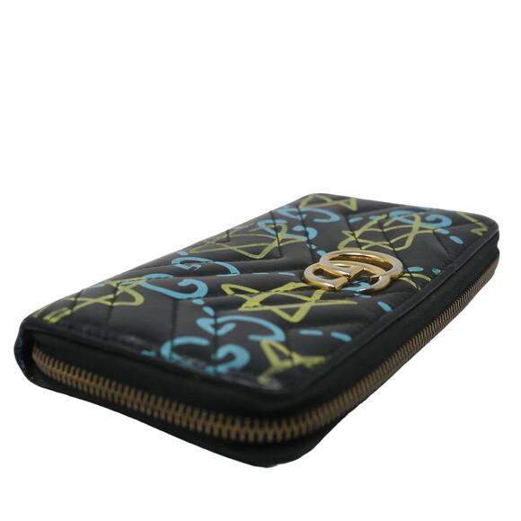 Gucci Marmount Ghost Blue Star Graffiti Zip Around Wallet GG-W1213P-C005 - Picture 6 of 10